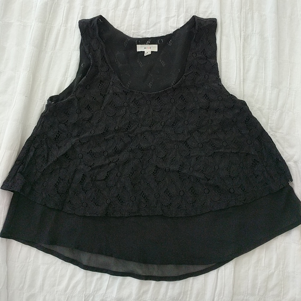 Black Lace Crop Top